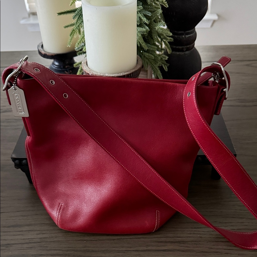 Vintage Coach Cherry Red Leather Shoulder Bag